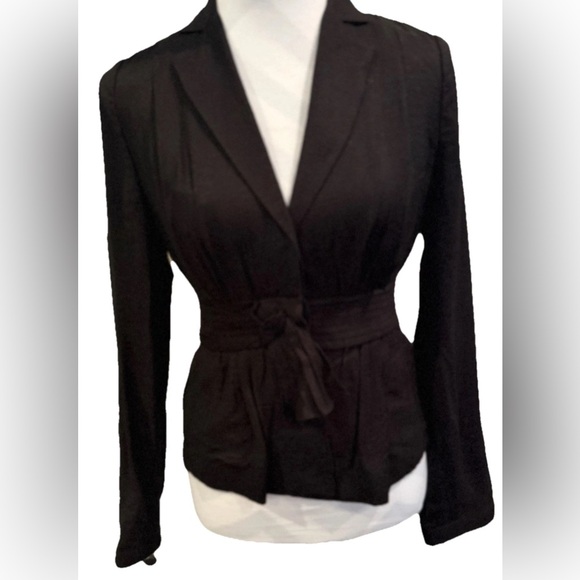 BCBGMAXAZRIA Black Jacket Blazer Faux‎ Tie Waist SZ XS - Picture 1 of 9